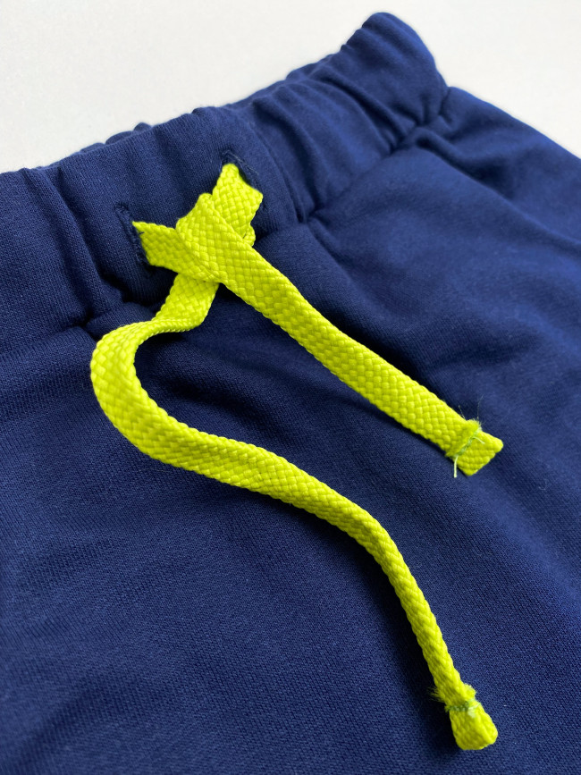 Детские штаны утепленные, темно-синие, Шнурки