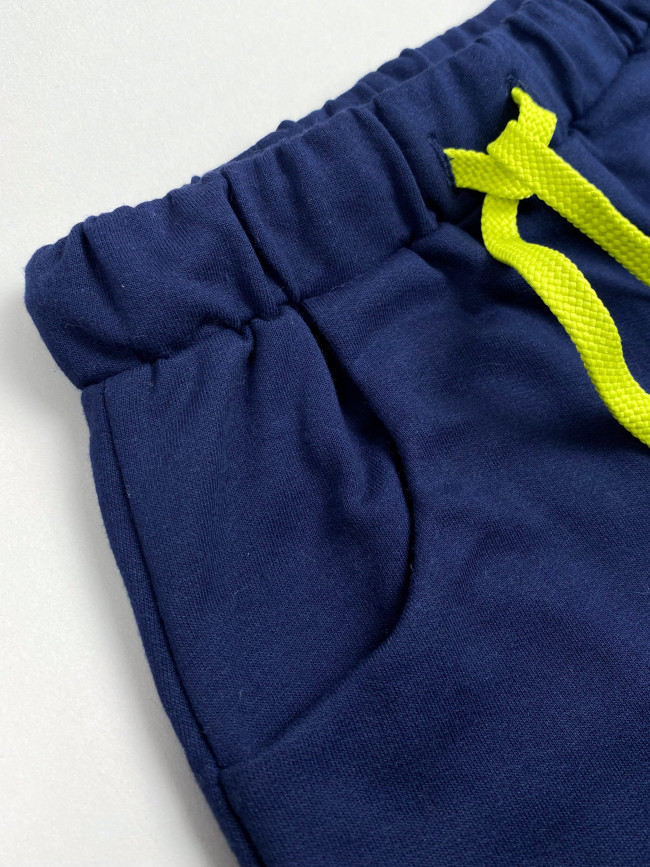 Детские штаны утепленные, темно-синие, Шнурки