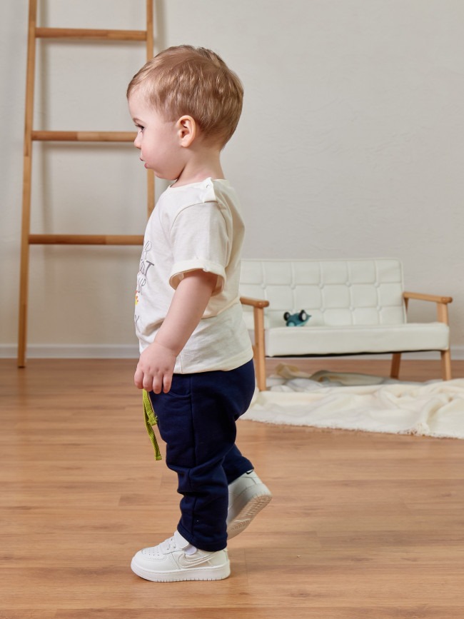 Детские штаны утепленные, темно-синие, Шнурки