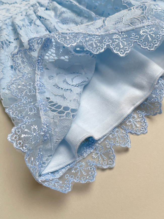 Нарядное детское платье, Цветущая роза, голубое