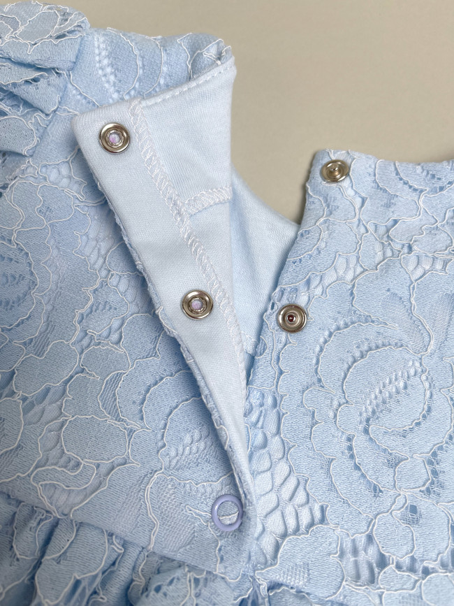 Нарядное детское платье, Цветущая роза, голубое