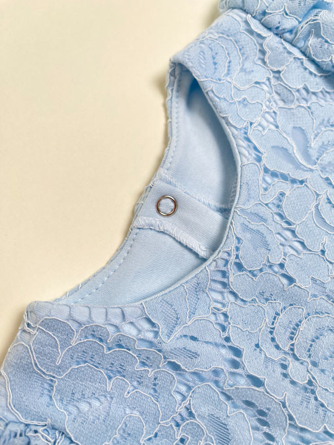 Нарядное детское платье, Цветущая роза, голубое