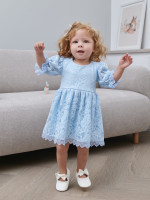 Нарядное детское платье, Цветущая роза, голубое