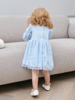Нарядное детское платье, Цветущая роза, голубое