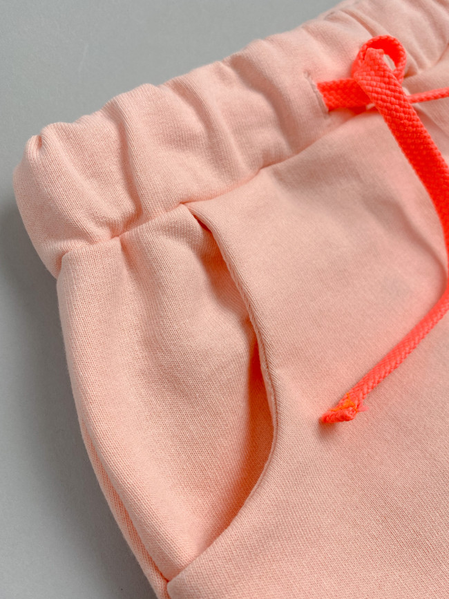 Детские штаны утепленные, персиковые, Шнурки