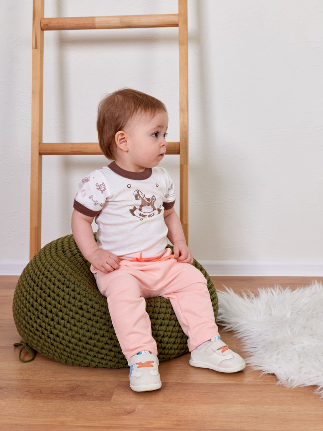 Детские штаны утепленные, персиковые, Шнурки