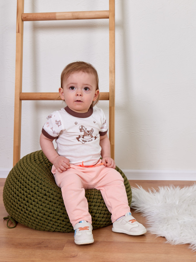 Детские штаны утепленные, персиковые, Шнурки