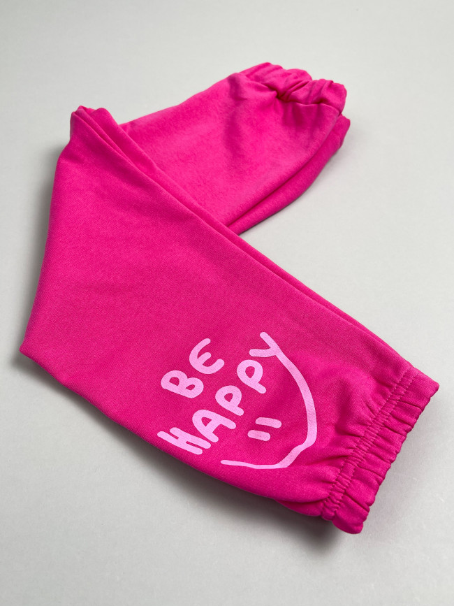 Штаны детские с начесом, розовые, Be Happy