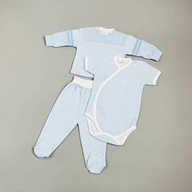 Боди с коротким рукавом, голубое, Полоска Боди с коротким рукавом, голубое, Полоска