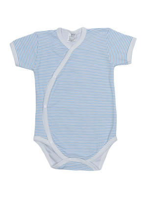 Боди с коротким рукавом, голубое, Полоска