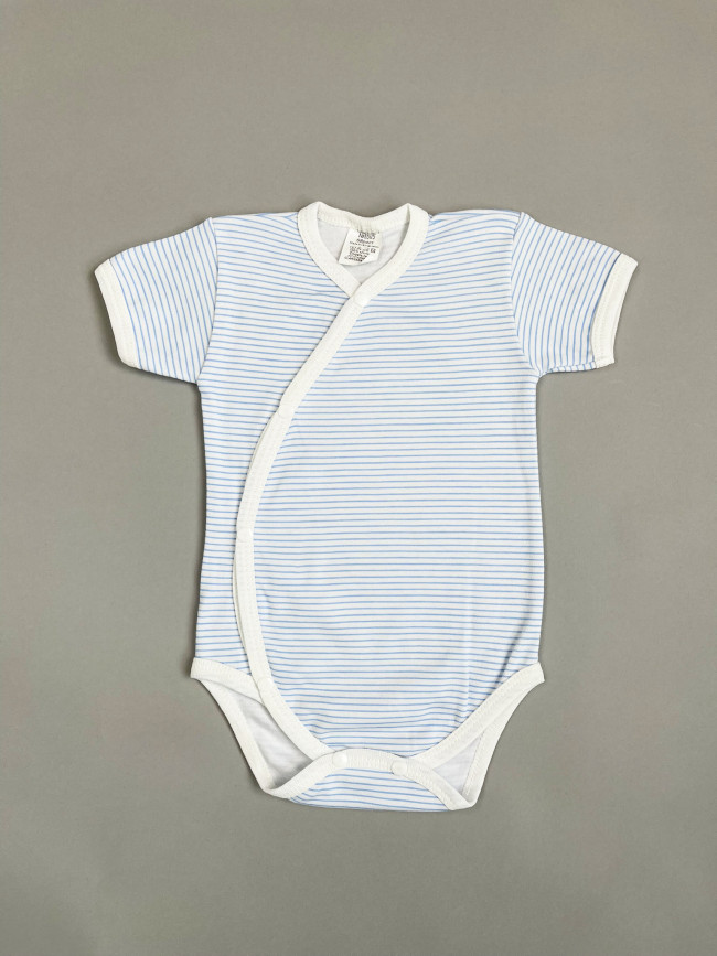 Боди с коротким рукавом, голубое, Полоска Боди с коротким рукавом, голубое, Полоска