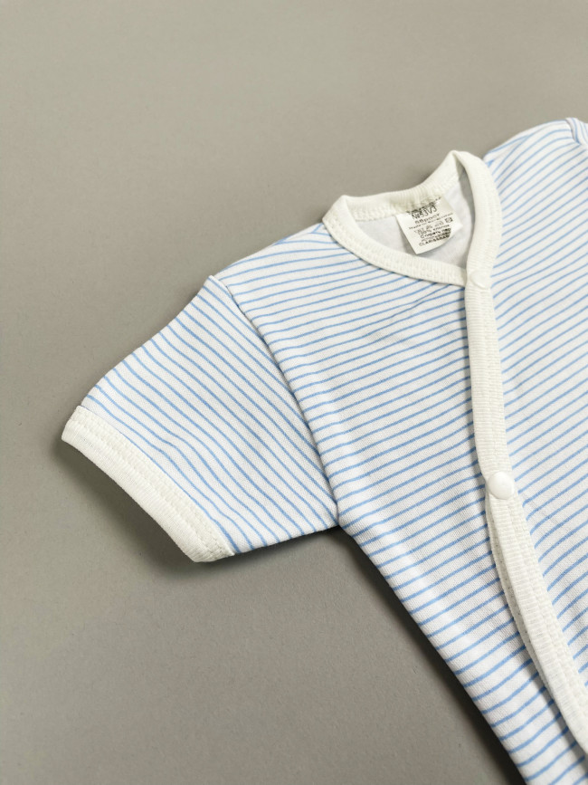 Боди с коротким рукавом, голубое, Полоска Боди с коротким рукавом, голубое, Полоска