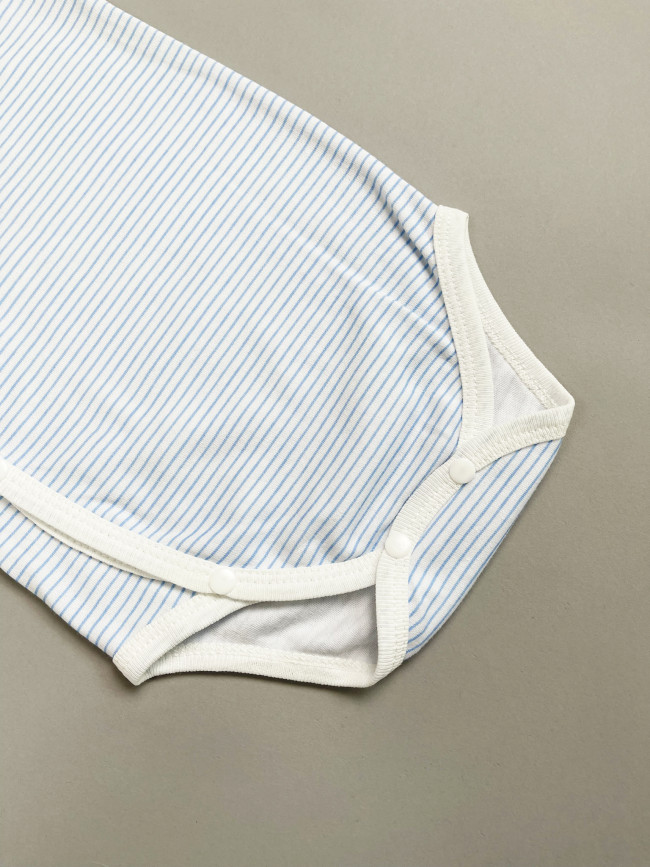 Боди с коротким рукавом, голубое, Полоска Боди с коротким рукавом, голубое, Полоска