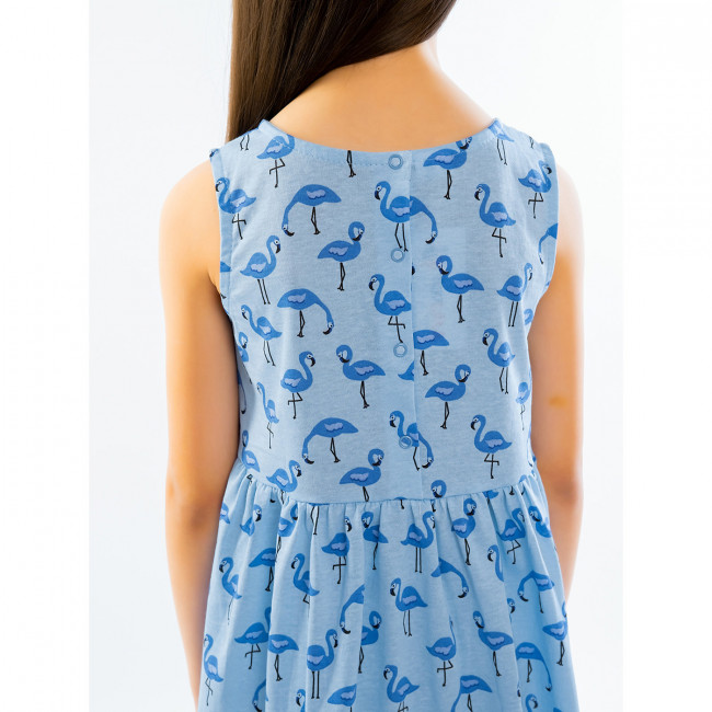 Платье с коротким рукавом, Синие Фламинго