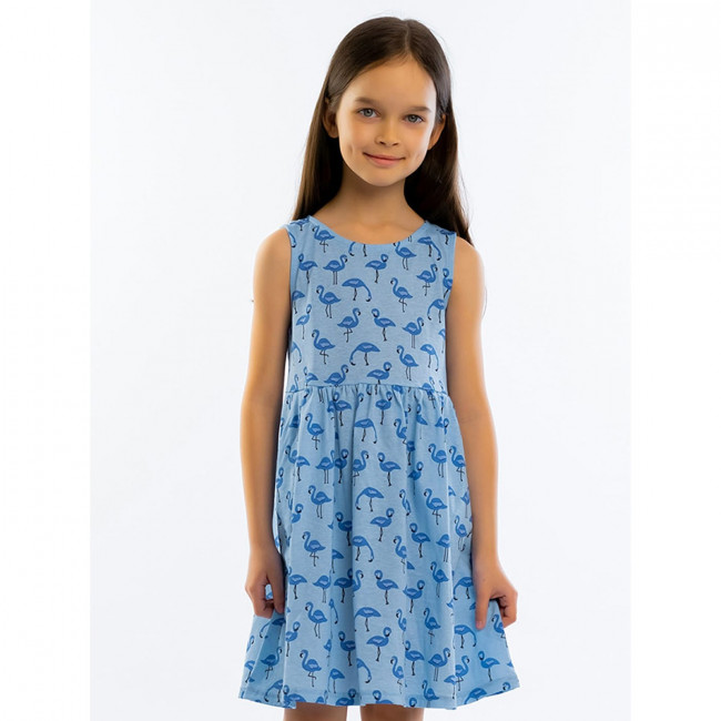 Платье с коротким рукавом, Синие Фламинго