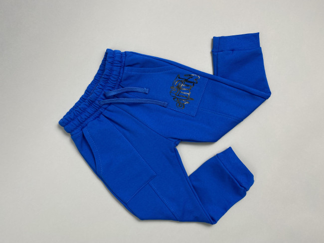 Детские штаны утепленные с начесом, синие, Just chilling