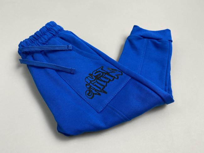 Детские штаны утепленные с начесом, синие, Just chilling