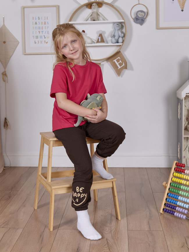 Штаны детские с начесом, коричневые, Be Happy 