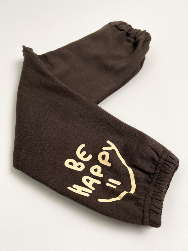 Штаны детские с начесом, коричневые, Be Happy 