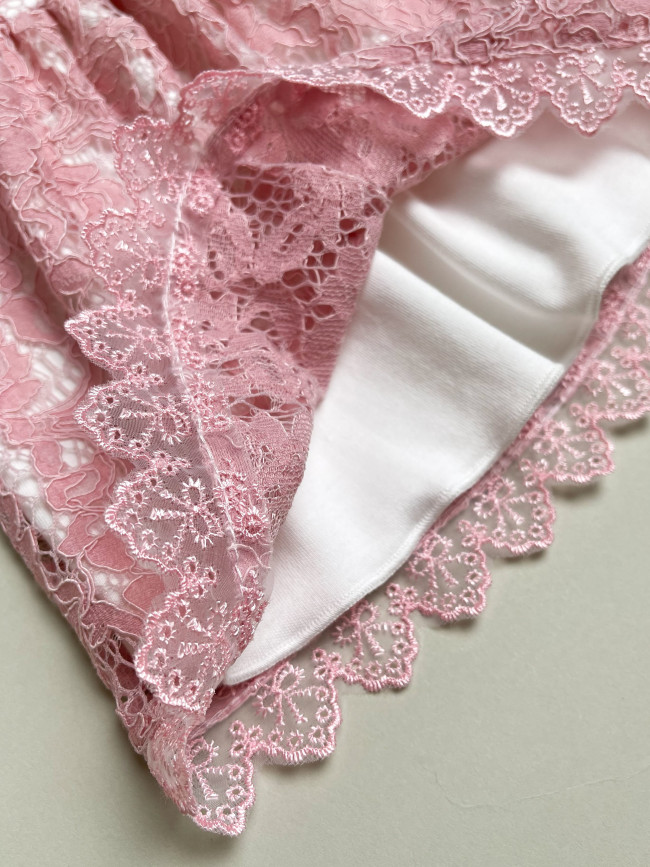 Нарядное детское платье, Кружевная фантазия, розовое