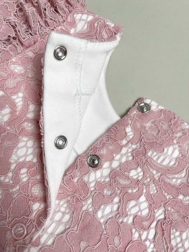 Нарядное детское платье, Кружевная фантазия, розовое