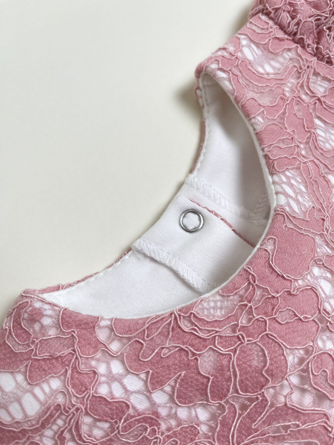 Нарядное детское платье, Кружевная фантазия, розовое