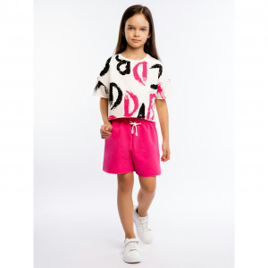 Костюм детский летний для девочки, розовый, Граффити
