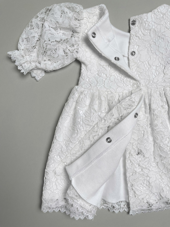 Нарядное детское платье, Кружевная фантазия, белое