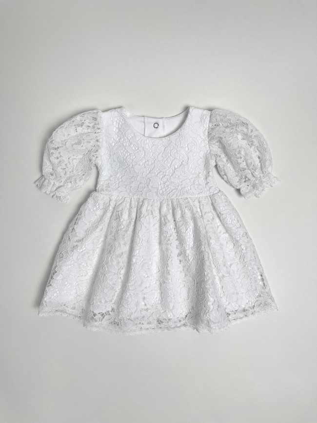 Нарядное детское платье, Кружевная фантазия, белое