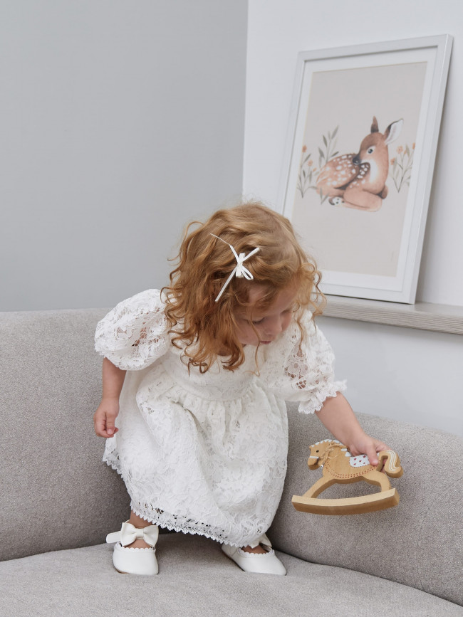 Нарядное детское платье, Кружевная фантазия, белое