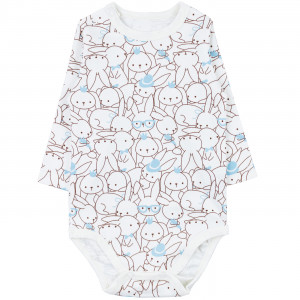 Полукомбинезон детский, голубой, Зайчики Полукомбинезон детский, голубой, Зайчики