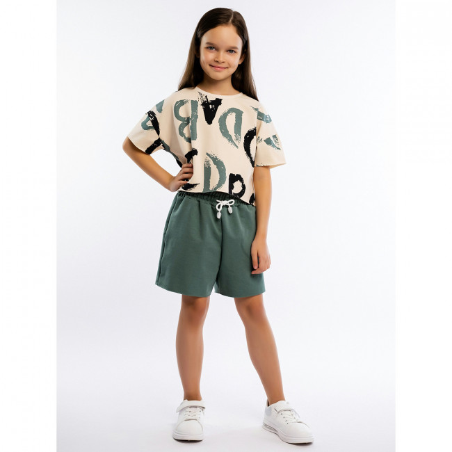 Костюм детский летний для девочки, зеленый, Граффити Костюм детский летний для девочки, зеленый, Граффити