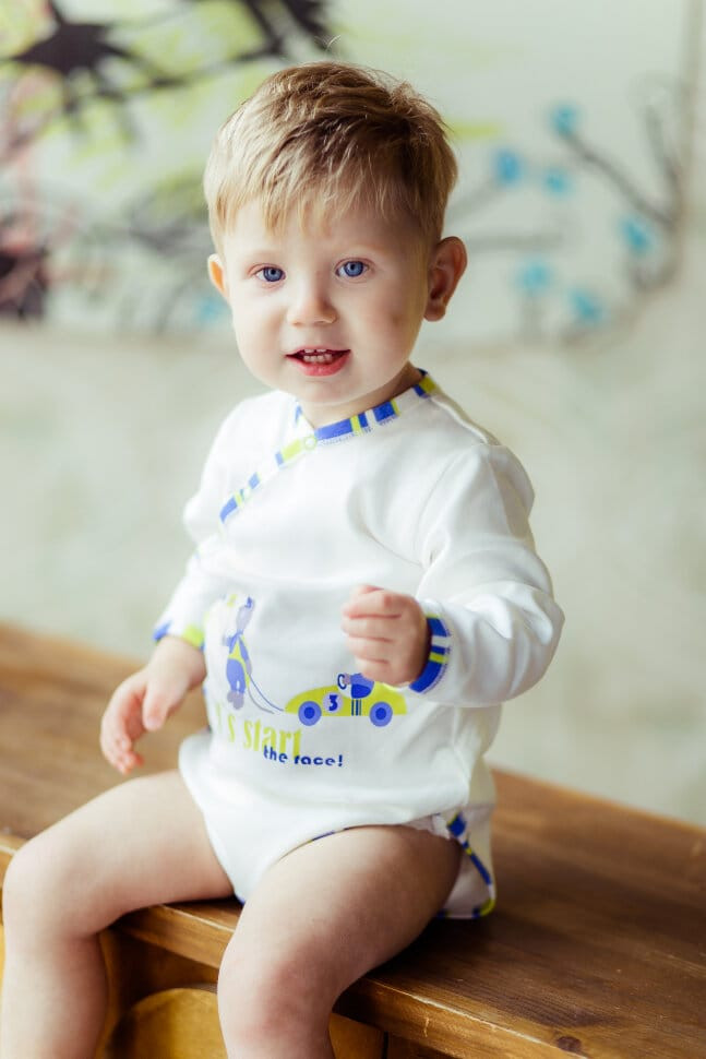 Боди детский, белый, Маленький гонщик