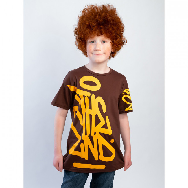Детская футболка с коротким рукавом, коричневая, The End Детская футболка с коротким рукавом, коричневая, The End