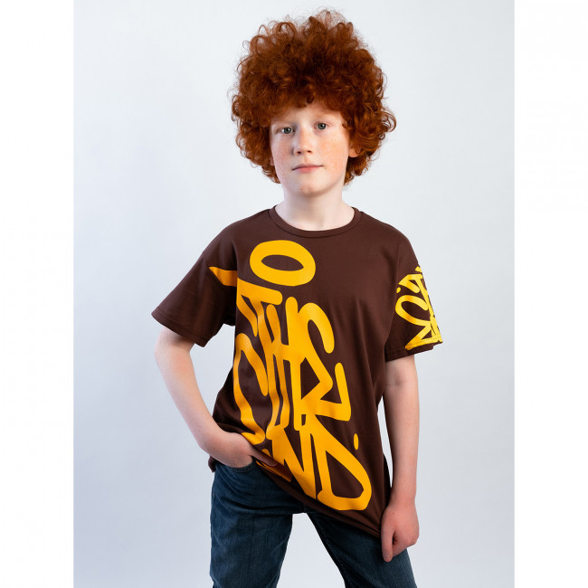 Детская футболка с коротким рукавом, коричневая, The End Детская футболка с коротким рукавом, коричневая, The End