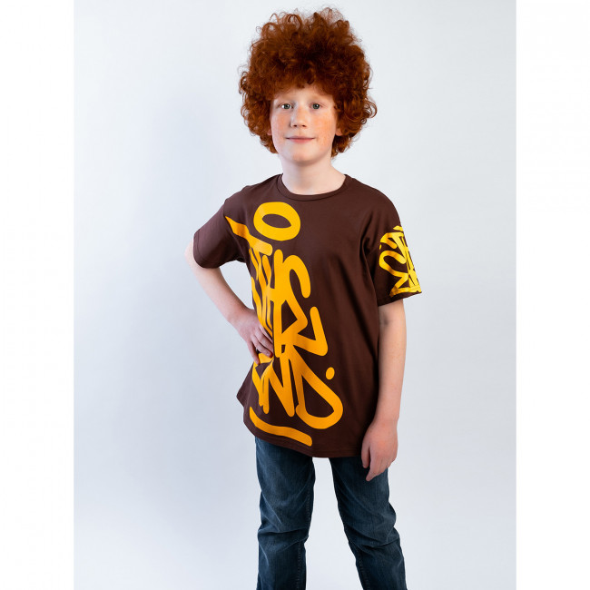 Детская футболка с коротким рукавом, коричневая, The End Детская футболка с коротким рукавом, коричневая, The End