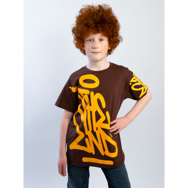 Детская футболка с коротким рукавом, коричневая, The End Детская футболка с коротким рукавом, коричневая, The End