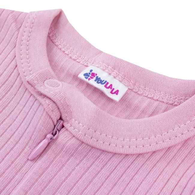 Комбинезон детский на молнии с открытыми ножками, розовый, Рибана Комбинезон детский на молнии с открытыми ножками, розовый, Рибана