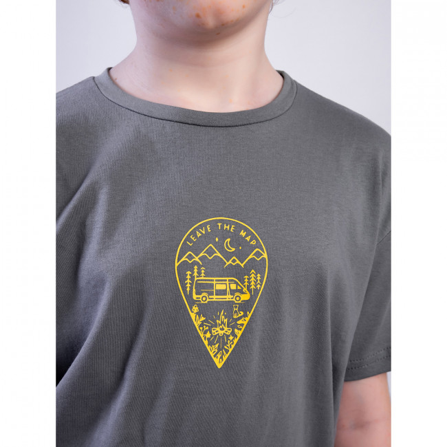 Детская футболка с коротким рукавом, серая, Leave The Map Детская футболка с коротким рукавом, серая, Leave The Map