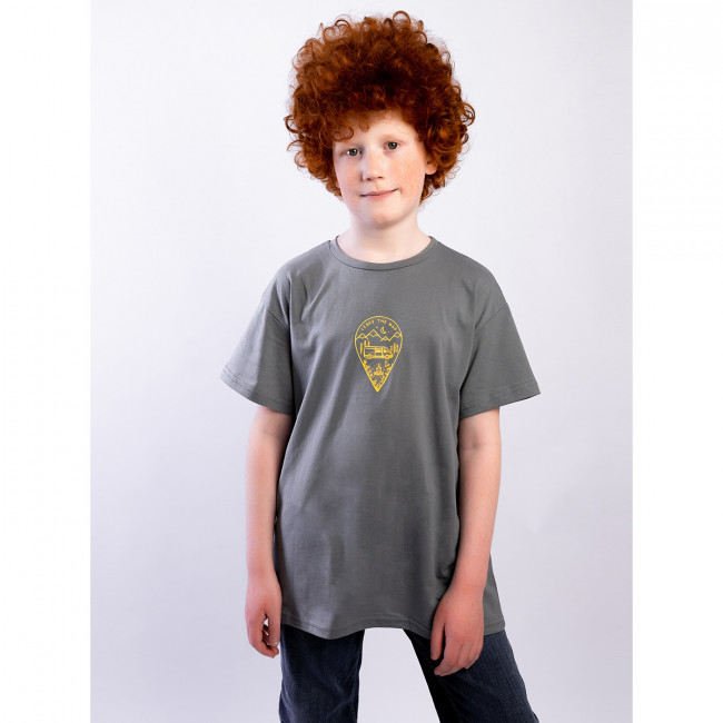Детская футболка с коротким рукавом, серая, Leave The Map Детская футболка с коротким рукавом, серая, Leave The Map