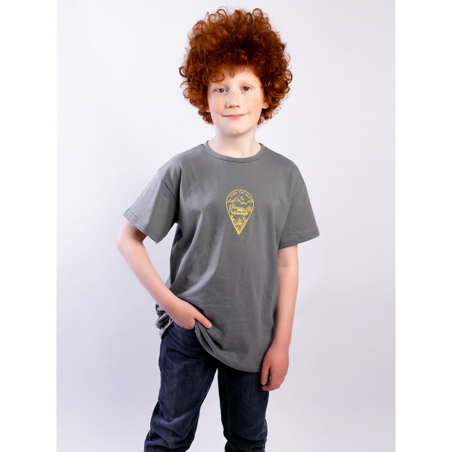 Детская футболка с коротким рукавом, серая, Leave The Map Детская футболка с коротким рукавом, серая, Leave The Map