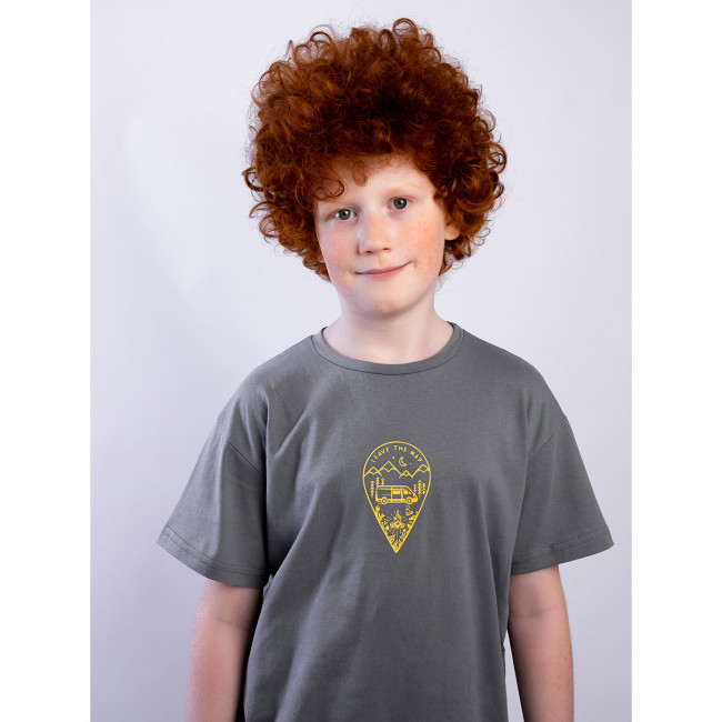 Детская футболка с коротким рукавом, серая, Leave The Map Детская футболка с коротким рукавом, серая, Leave The Map