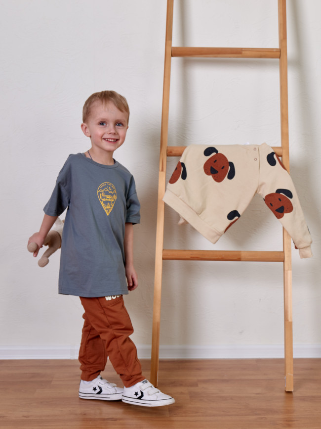 Детская футболка с коротким рукавом, серая, Leave The Map Детская футболка с коротким рукавом, серая, Leave The Map