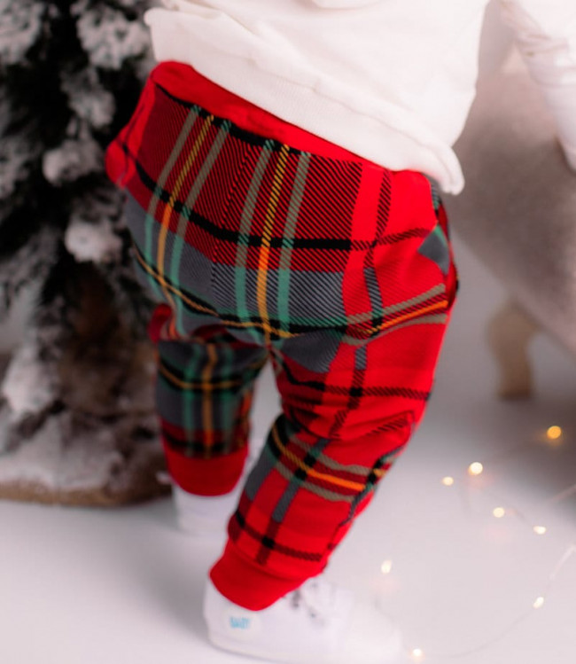 Брюки клетчатые с карманами, красные Брюки клетчатые с карманами, красные