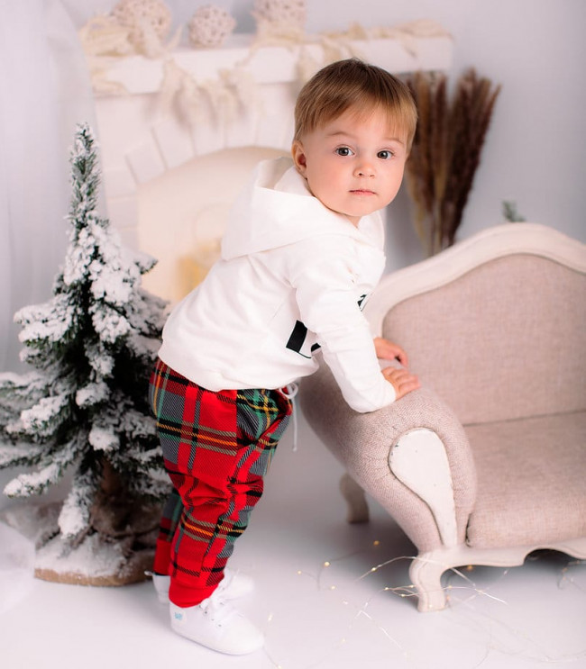 Брюки клетчатые с карманами, красные Брюки клетчатые с карманами, красные