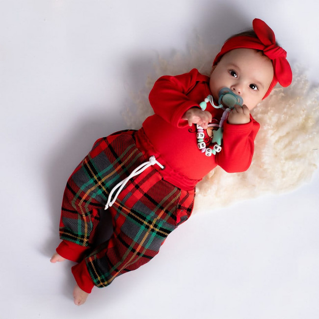 Брюки клетчатые с карманами, красные Брюки клетчатые с карманами, красные