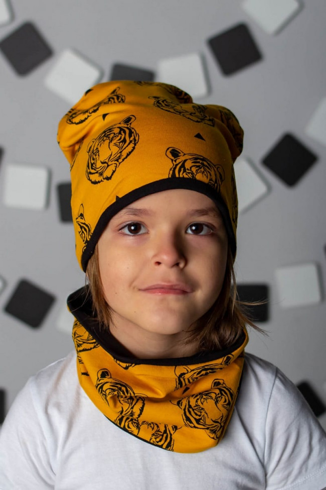 Комплект, шапка и снуд, Тигр