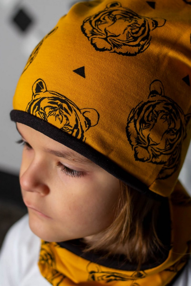 Комплект, шапка и снуд, Тигр
