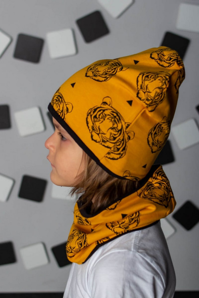 Комплект, шапка и снуд, Тигр