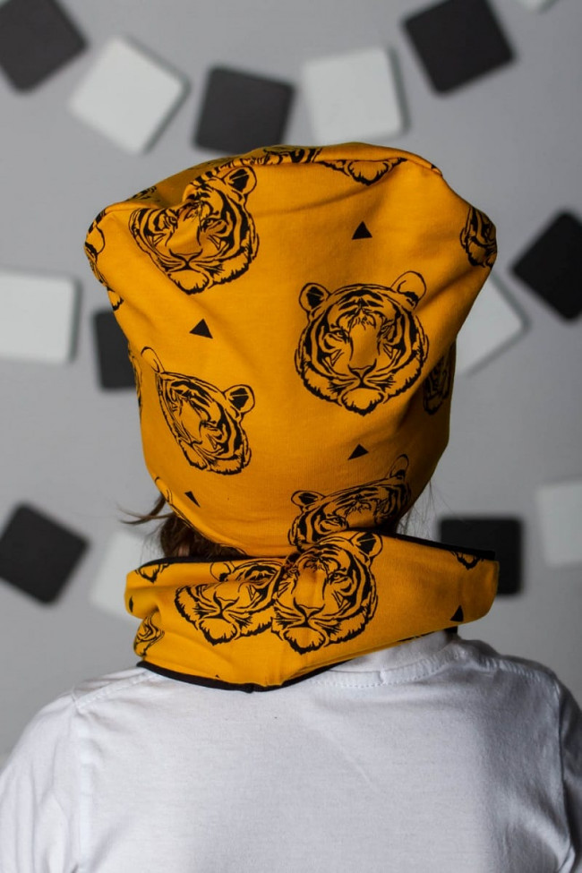 Комплект, шапка и снуд, Тигр